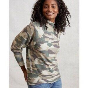 Anthropologie Sweater Maeve Laney Camo Cowl Neck Cozy Green Winter Women's Small